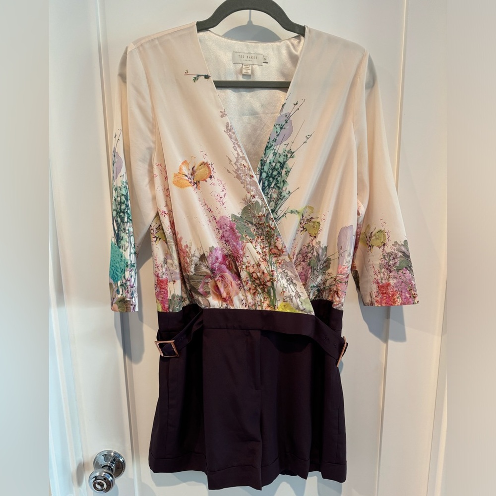 Ted Baker Floral Long Sleeve Romper, Sz M